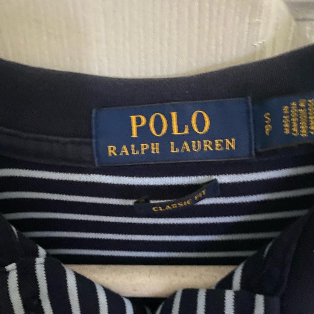 Polo by Ralph Lauren Men's Blue and White Striped Polo - Picture 2 of 2